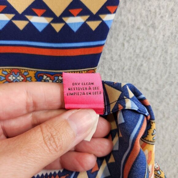 Betsey Johnson Dress Womens 12 Peasant Smocked Waist Boho Aztec Southwestern - Picture 10 of 16